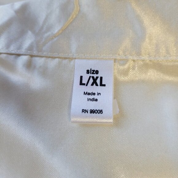 Ulta Size XL Intimates & Sleepwear 2 Piece Cream Satin Set Button Drawstring New - Picture 3 of 13